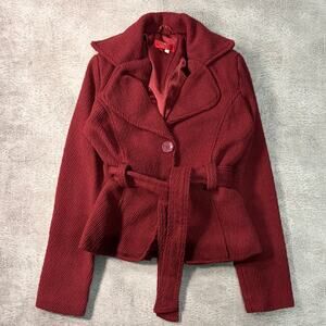 Y2k Red Knit Ribbed Ashley Jacket